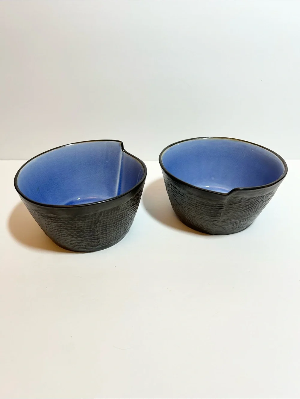 Pier 1 crackle rice bowls Exterior Ceramic Bowls with Blue Interior - Set of 2